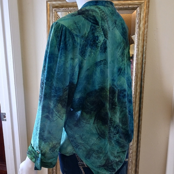 Cocomo Teal Patterned Women's Blouse - Picture 4 of 4